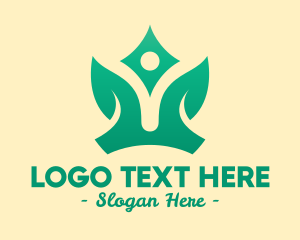Crown - Yoga Leaf Crown logo design