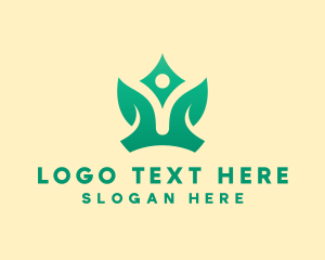 Leaf - Yoga Leaf Crown logo design