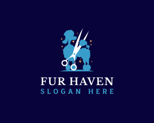 Fur - Poodle Scissor Grooming Dog logo design