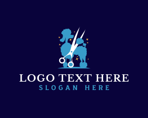 Treat - Poodle Scissor Grooming Dog logo design