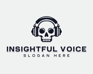 Podcasting Media Skull logo design