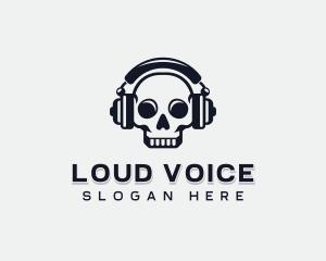 Podcasting Media Skull logo design