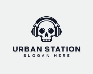 Podcasting Media Skull logo design