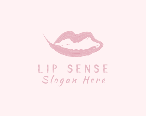 Lips Cosmetic Brushstroke logo design