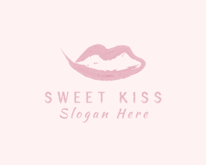 Kiss - Lips Cosmetic Brushstroke logo design