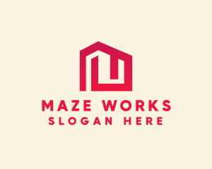 Maze - Red Maze House logo design