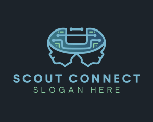 Brain Technology Circuit logo design