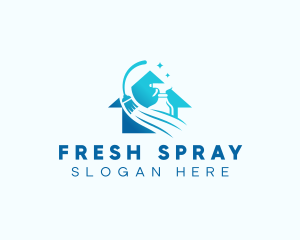 Janitor Broom Spray Cleaning logo design