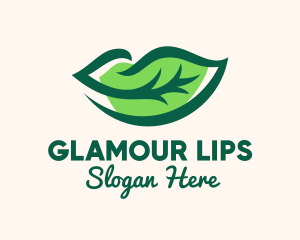 Green Natural Lips logo design