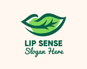 Lip - Green Natural Lips logo design