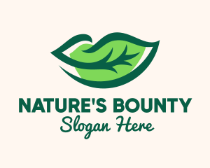 Green Natural Lips logo design