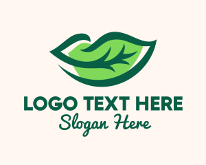Vegan - Green Natural Lips logo design