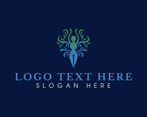 Lady - Woman Tree Yoga logo design