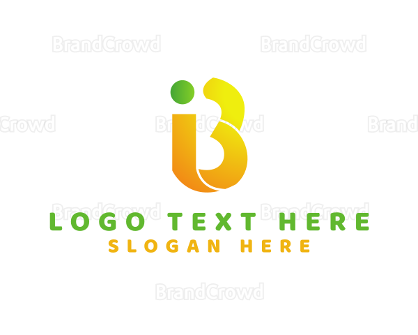 Yellow Monogram Letter IB Logo