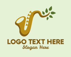 Saxophonist - Leaf Branch Saxophone logo design