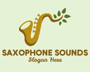 Saxophone - Leaf Branch Saxophone logo design