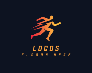 Volt - Lightning Human Run logo design