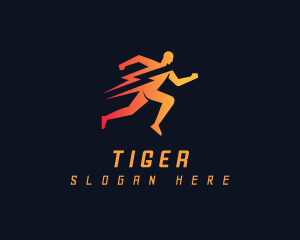 Thunder - Lightning Human Run logo design