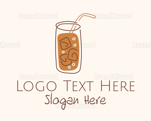 Brown Iced Drink Line Art Logo