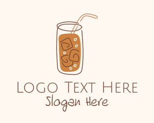 Line Art - Brown Iced Drink Line Art logo design