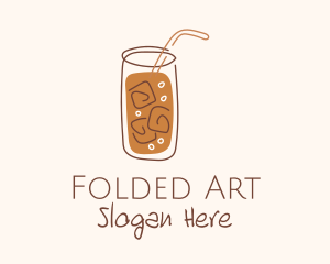 Brown Iced Drink Line Art logo design