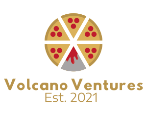 Eruption - Volcano Lava Pizza logo design