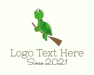 Tortoise - Flying Turtle  Broom logo design
