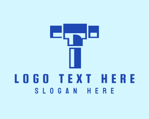 Manual - Blue Piping Letter T logo design