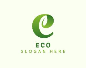 Eco Leaf Letter E Logo