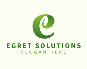 Eco Leaf Letter E logo design