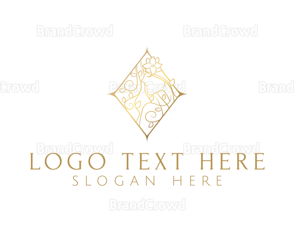 Elegant Gold Floral Woman Logo