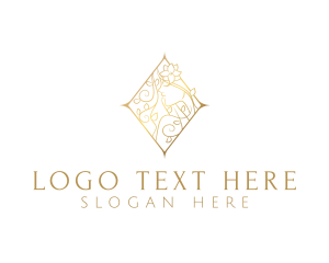 Hairstylist - Elegant Gold Floral Woman logo design