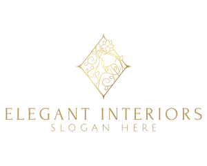 Elegant Gold Floral Woman  logo design