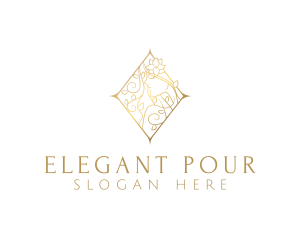 Elegant Gold Floral Woman  logo design