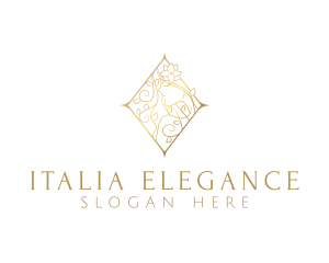 Elegant Gold Floral Woman  logo design