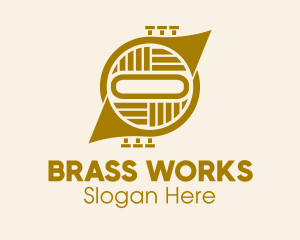 Brass - French Horn Instrument logo design