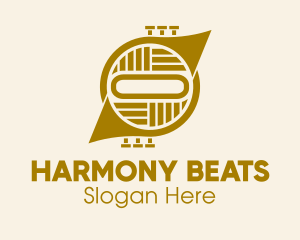 French Horn Instrument  logo design