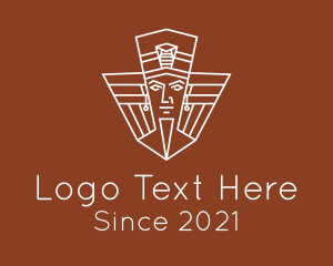 Statue - Outline Egyptian Emperor logo design