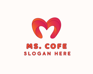 Gradient Heart Letter M logo design