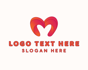 Store - Gradient Heart Letter M logo design