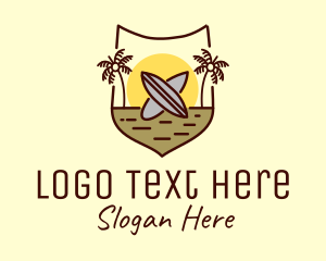 Coast - Tropical Summer Surfboard Shield logo design