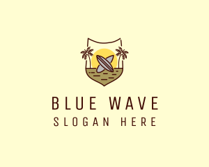 Tropical Summer Surfboard Shield logo design