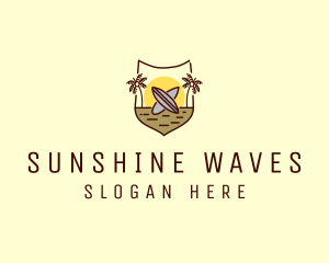 Summer - Tropical Summer Surfboard Shield logo design