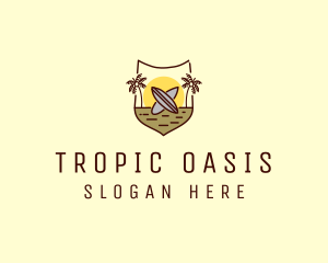 Tropic - Tropical Summer Surfboard Shield logo design