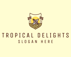 Tropical Summer Surfboard Shield logo design