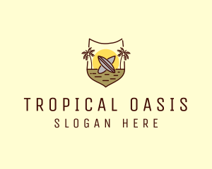 Tropical - Tropical Summer Surfboard Shield logo design