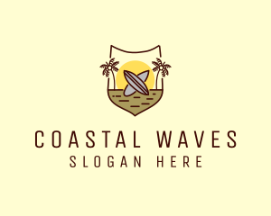 Tropical Summer Surfboard logo design