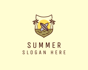 Tropical Summer Surfboard logo design