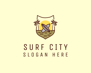 Tropical Summer Surfboard logo design