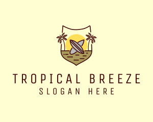 Tropical Summer Surfboard logo design